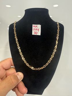 14K Solid Gold Marine Links Chain For Wedding 17.9Gr 26 Inches Long