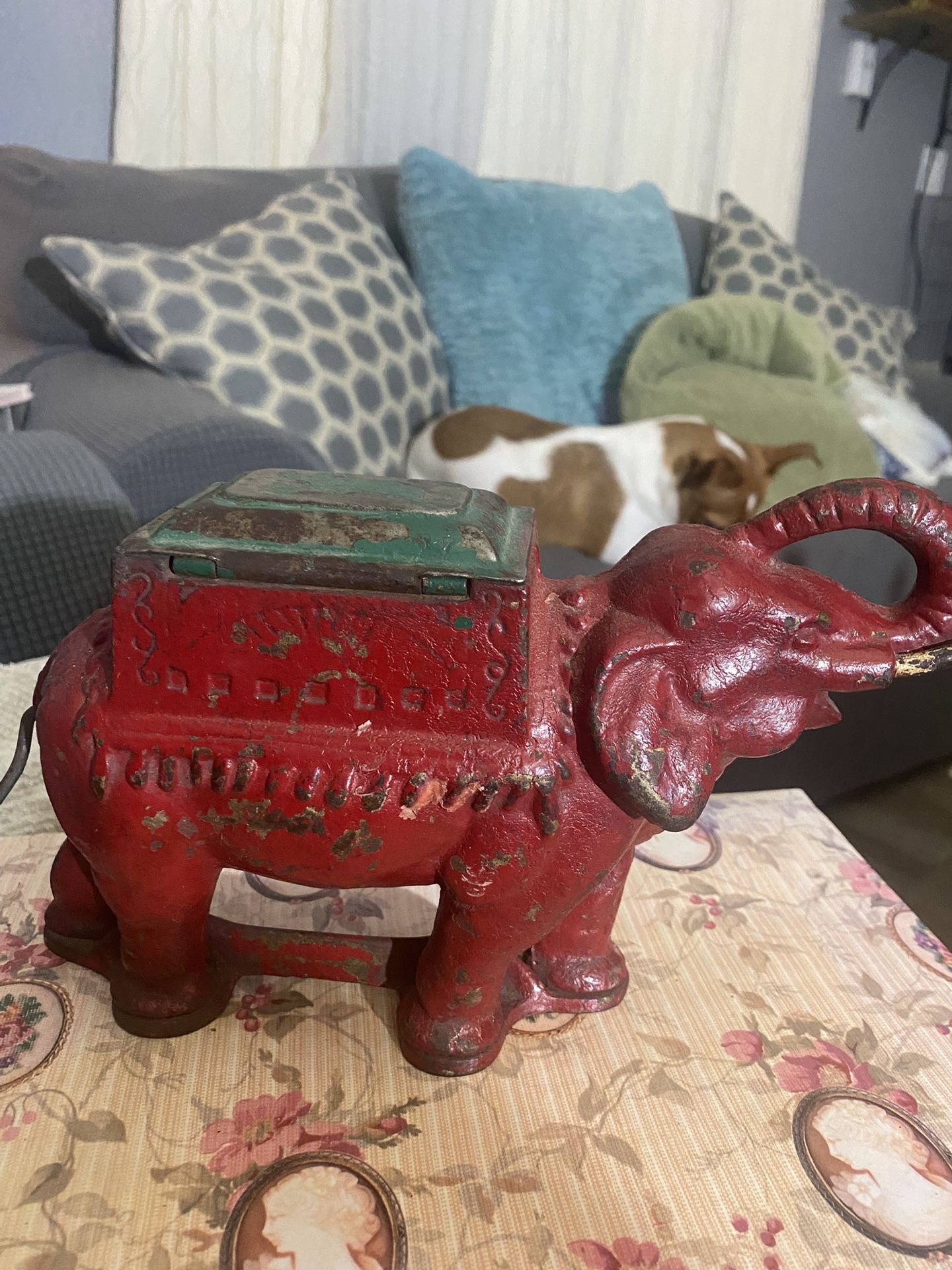 Cast Iron Elephant Cigarette Dispenser
