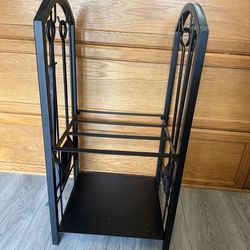Fireplace Rack with 4 Tools Set Black