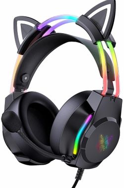 Gaming Headset with Microphone, Cat Ear Headphones