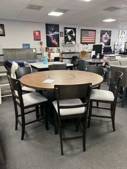 7PC Counter Height Dining Set w/ 4 Drop-down leafs