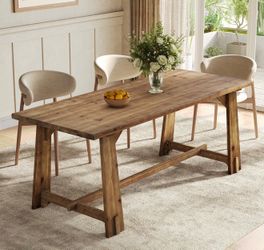 F2450 63" Solid Wood Dining Table for 4-6 People, Rustic Farmhouse Kitchen & Dining Room Table