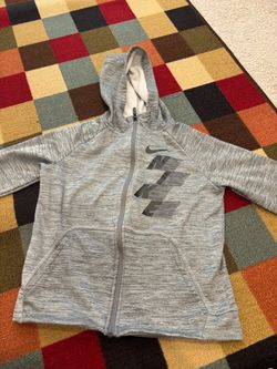 Boys Nike Dri-FIT Zip-Up Hooded Jacket – Gray, Size Large