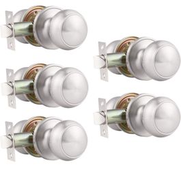 Probrico 5 Pack Round Passage Door Knob(Non-Locking Knobs), Keyless Doorknobs Interior/Exterior Door Lockset,Passage Knobs for Hallway/Closet,Satin Ni