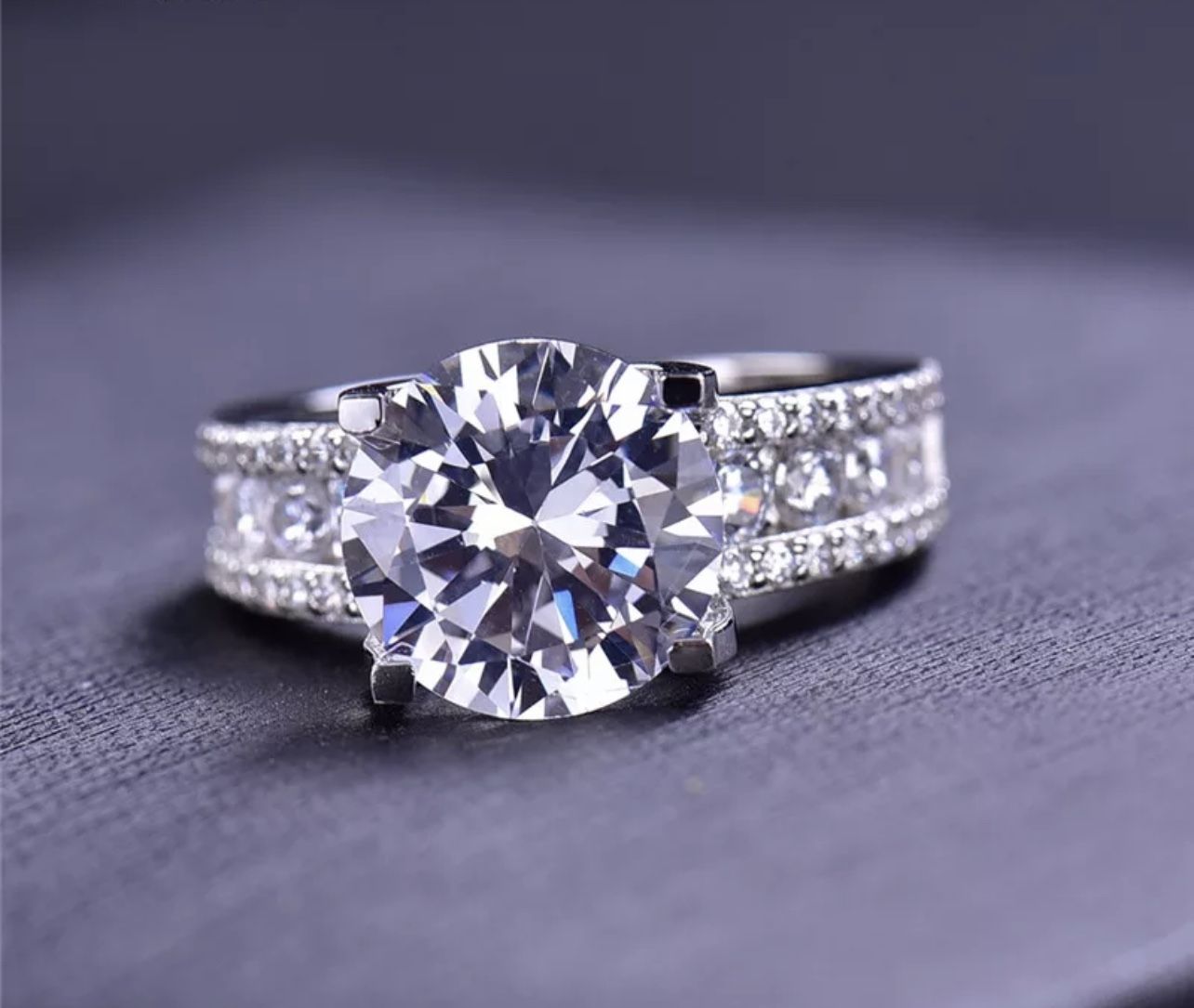 Sterling Silver 925 5CT Certified Moissanite Diamond π Brilliant Cut Cow Head Wedding Ring Size 7