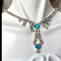 Vintage 1950s Ledo (unsigned) Jewelry Set Necklace & Bracelet Crystals