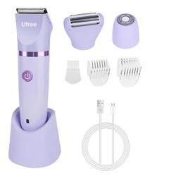 Bikini Trimmer Electric Razors for Women, Rechargeable Pubic Body Hair Trimmer Electric Shaver for Legs Body Hair, Bikini Shaver IPX7 Waterproof, Gift