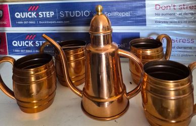 Vintage copper cups and pitcher set by Cavalier
