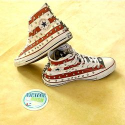 Converse all star Sz-9.5 American flag rock metal balls rare nike jordan rap tee anime marvel