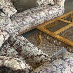 4 Pc Schnadig Sofa Set With Coffee Table And Accent Chair