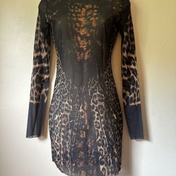 Leopard Print Sheer Dress