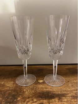 Waterford Lismore Cut Crystal Champagne Flute 7.25" High Lot Of 2