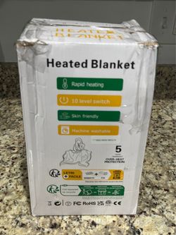 Electric Heated Sherpa-Lined Throw Blanket (Grey) – Soft Flannel & Sherpa