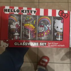 Hello Kitty 4 Pack Glass Cups