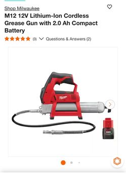 Milwaukee M12 Cordless Grease Gun with Battery
