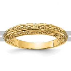 14KT SOLID Yellow Gold - Size 6 - Womens Designer Filigree Wedding Ring