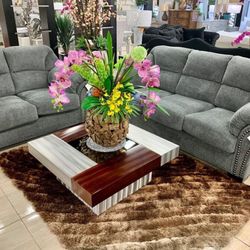 Allmaxx Pewter Living Room Set(SOFA and LOVESEAT