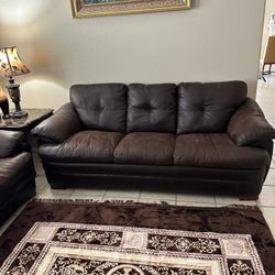 Dark Brown Sofa Set With A Coffee Table