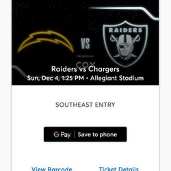 Raiders Vs Chargers Sunday 2 tickets 