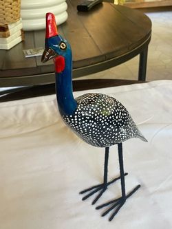 Wood Guinea Hen Sculpture