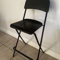 Bar stool with backrest, foldable, counter height black