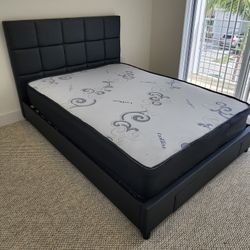 Brand New Queen Bed Frame with Mattress / Cama Queen con Colchón Nuevo a Estrenar … Fast 🚚