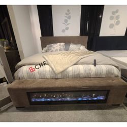 Brown Or Blue Queen / California King / Eastern King Audio Flame Visualizer Bed Frame 