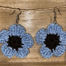 Blue Blossom Crochet Earrings 🩵🧶 (Handmade)