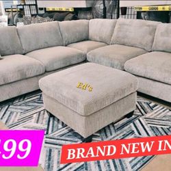 BRAND NEW 4PCS SECTIONAL SOFA SET WITH OTTOMAN AND ACCENT PILLOW INCLUDED $499