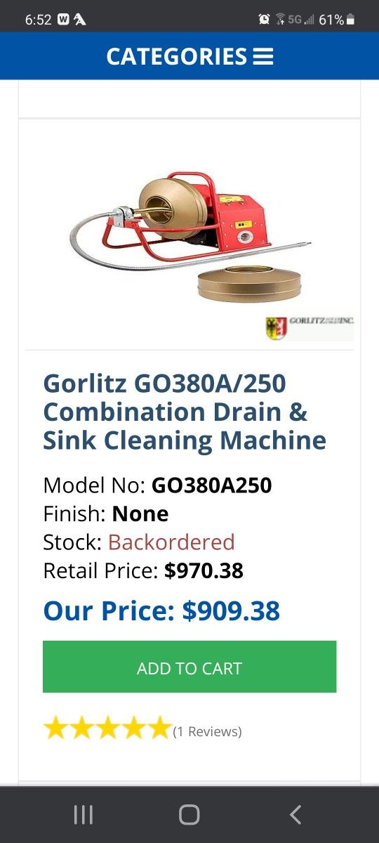 Gorlitz Sewer and Drain Cleaning Machine