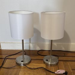 Modern Silver Stick Lamp with USB Port