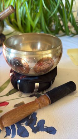 4.5” Silver & Copper Singing bowl with gift box  and mallet