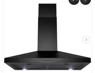 30 in. 217 CFM Convertible Black Painted Stainless Steel Wall Mount Range Hood with LED and Carbon Filters