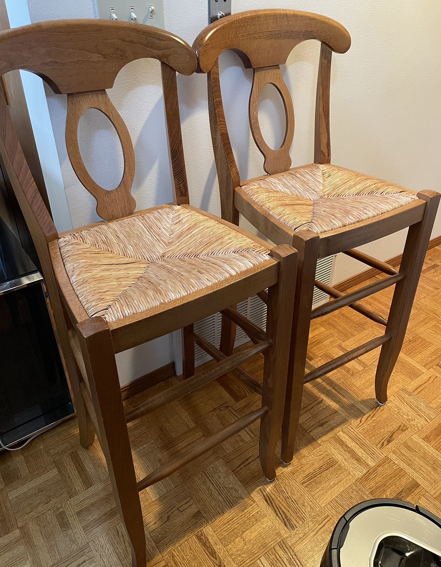 A Pair Of Pottery Barn Napoleon Bar Stools