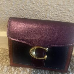 Coach Wallet, Metallic Leather, New