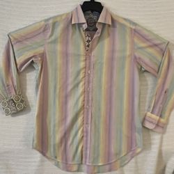 Robert Graham Arabesque Spanish tile flip-cuff L/S button-front shirt sz MEDIUM