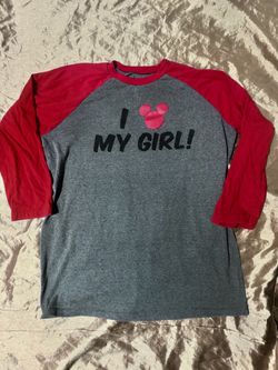 Disney Parks Size XL Shirt I love My Girl Mickey Mouse Raglan 3/4 Sleeve grey Re