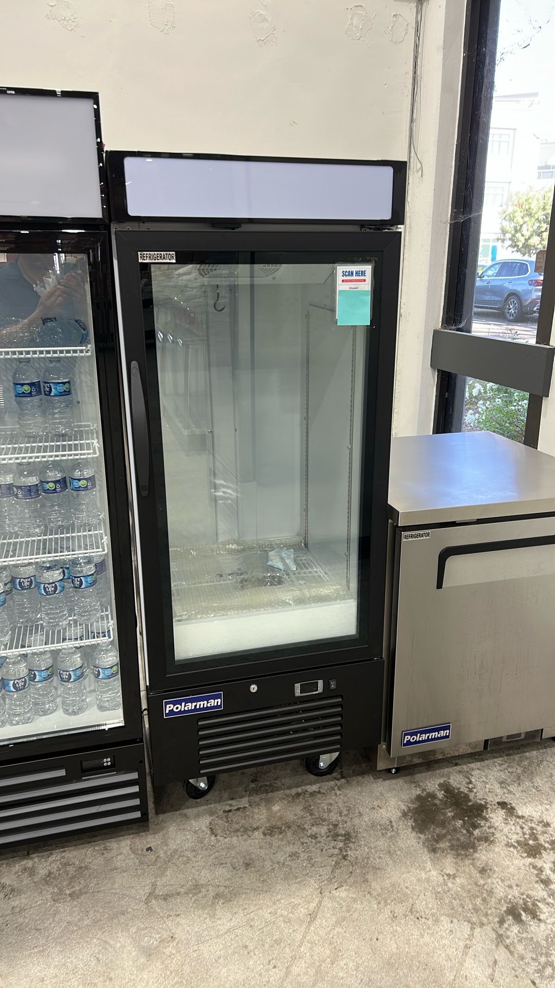25" Merchandiser Refrigerator Cooler – Polarman PLM-HGD12R Single Swing Glass Door, LED Light