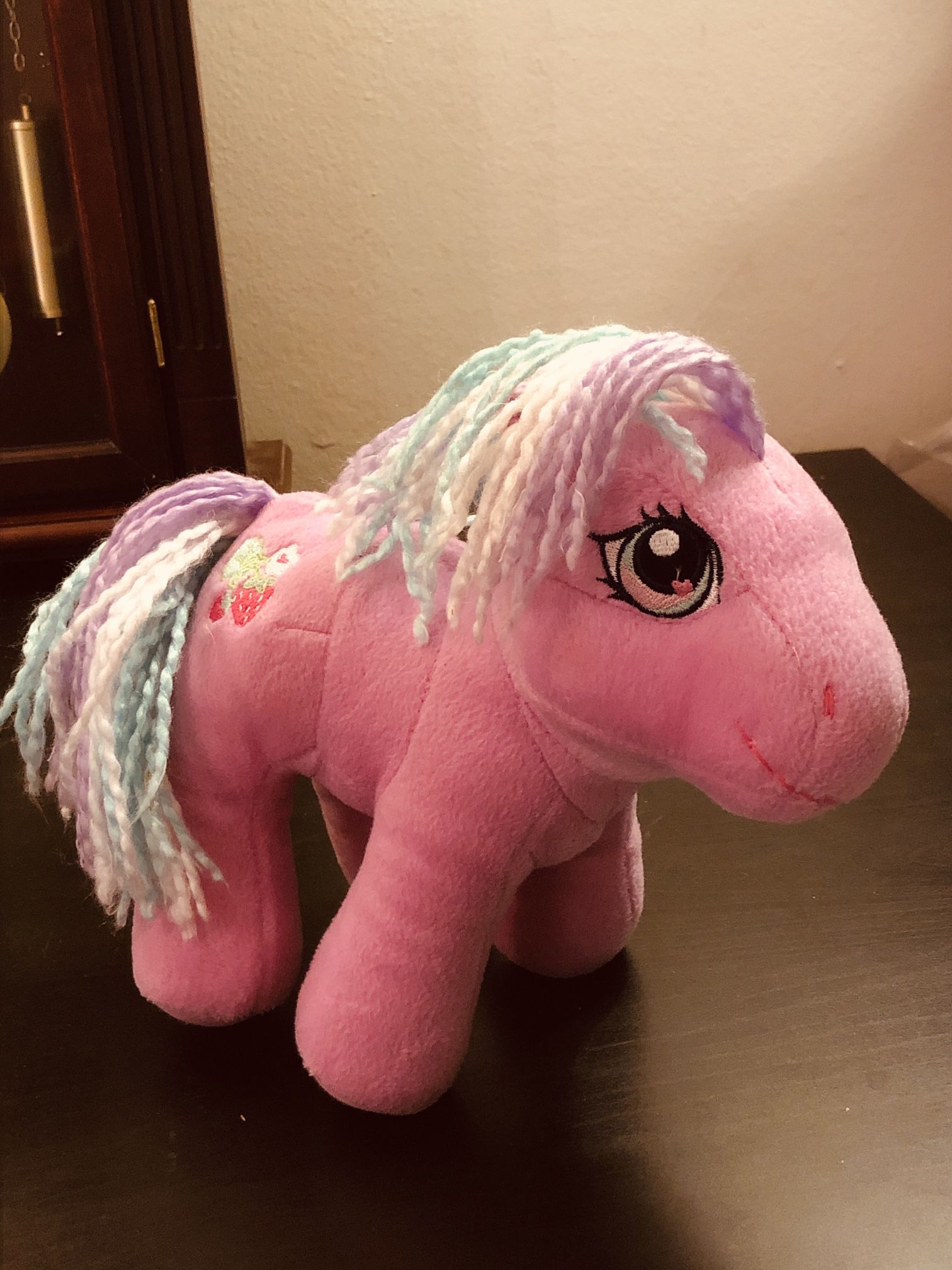 VV Early 2004 My Little Pony, Strawberry Symbol, Pink Body, 9", Plush, Soft, Toy, Figure, Vintage Plush, Stuffed Animal, 