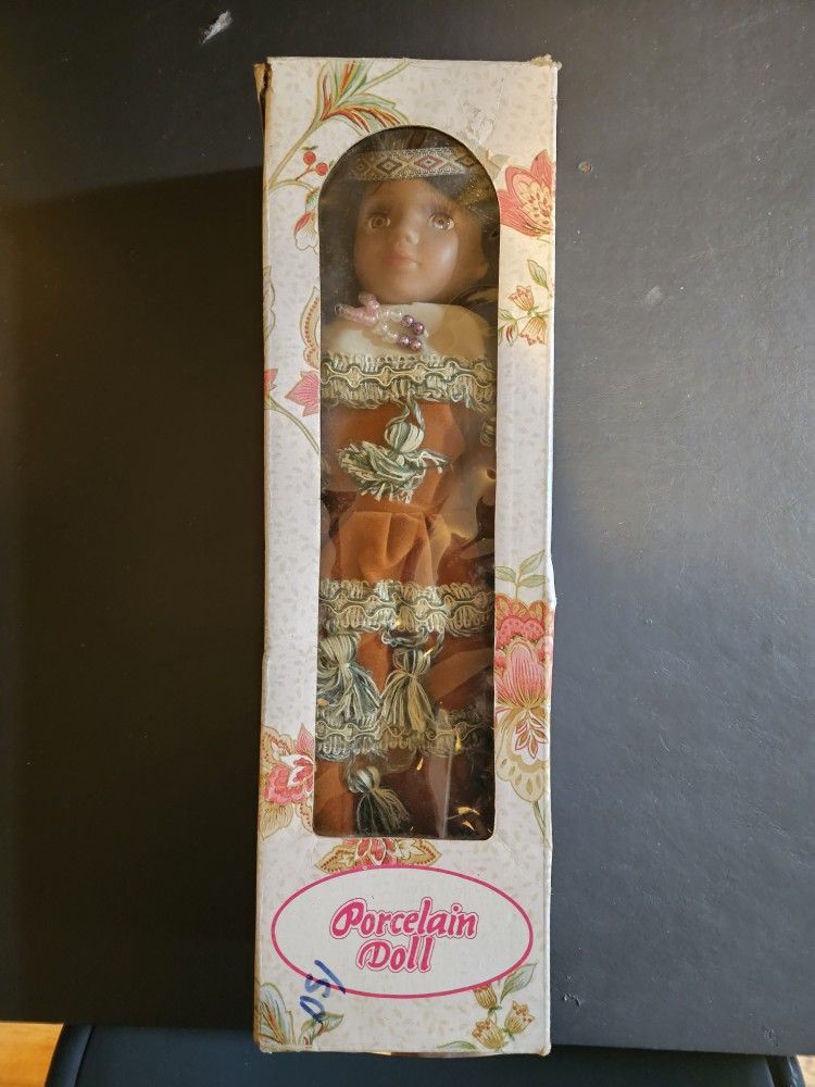 Porcelain Indian Doll In Box