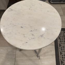Faux Marble Round Side Table