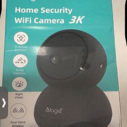 Brand New Alaga Indoor Security Camera Black, 5G and 2.4G WiFi, 3K, 360° Pan and Tilt, Human, Pet, Motion AI, Night Vision, Speaker, Compatible with A