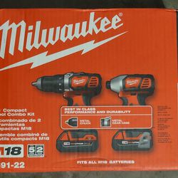 Milwaukee
M18 18V Lithium-Ion Cordless Drill Driver/Impact Driver Combo Kit (2-Tool) W/ Two 1.5Ah Batteries, Charger Tool Bag
