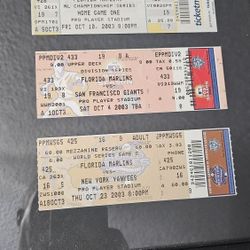 2003 Marlins World Series Tickets