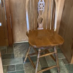 Vintage Oak Swivel Bar Stool, Chair