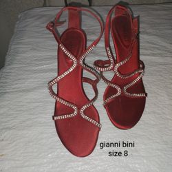 Red And Rhinestone Heels Size 8
