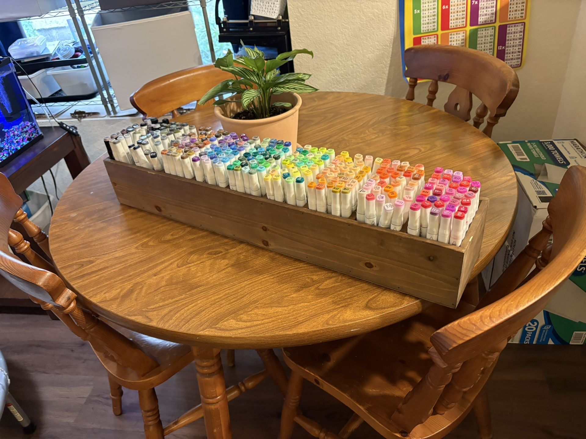 Wooden Circle Dining Table With Four Chairs