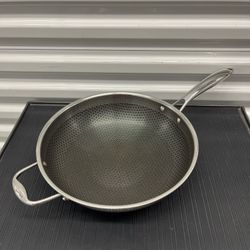 Hexclad Hybrid Cookware Stainless Steel Pan Nonstick 12.5" x 3. 5" Deep(NO LID)