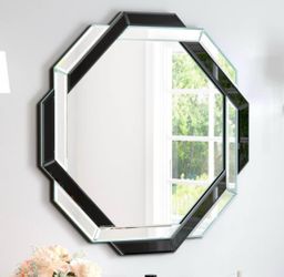 24” black decorative mirror