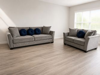 Radley Gray Suede Sofa &  Loveseat Set – For Sale